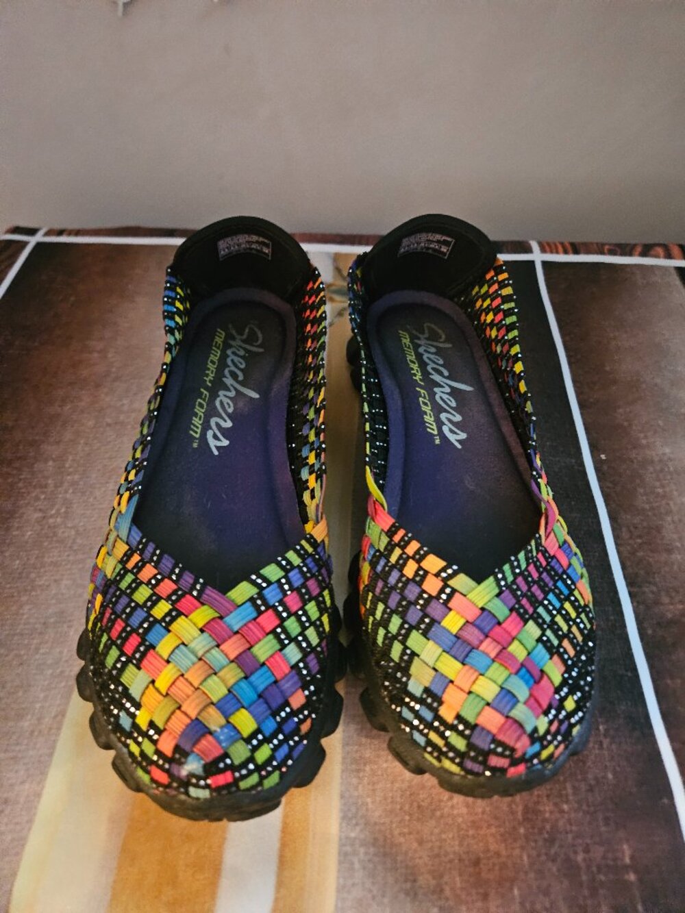 Skechers Womens 22795 Sz 8.5 M EZ Flex 2 Delphi Slip On Shoes Multicolor Rainbow